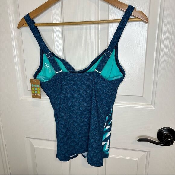 BNWT Title Nine Kuapapa Turquoise Blue Padded Underwire Tankini Swim Top Sz 32D - Picture 3 of 9